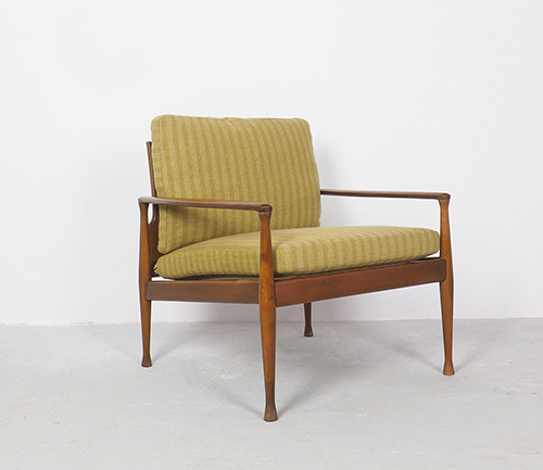 Deensefauteuilgroen1 Vintage Deens design fauteuil jaren 60Vintage, Deens design, fauteuil jaren 60, organische vorm, mid-century design, houten fauteuil, Denemarken.