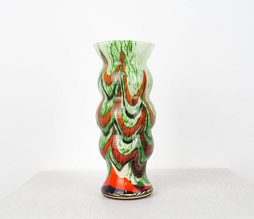 Opalinevaasjegroen1 Opaline Florance gekleurd glas vaasjeOpaline, Florance, Italy, gekleurd glas vaasje, vintage vaas, murano, hooped, jaren 60