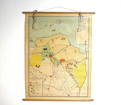 kaartgroningen4 Oude schoolplaat GroningenShop for Design, inkoop en verkoop van vintage 2e hands retro design landkaart, schoolplaat