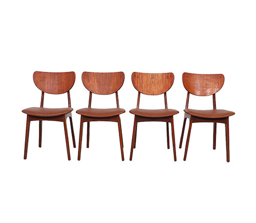 stoelenteakbruinskai16 Jaren 60 teak eettafelstoelen set van 4teak houten stoelen, vintage stoelen, Nederlandse design, deisgn eettafelstoelen, jaren 60, mid-century modern, organische vormgeving, skai zitting.